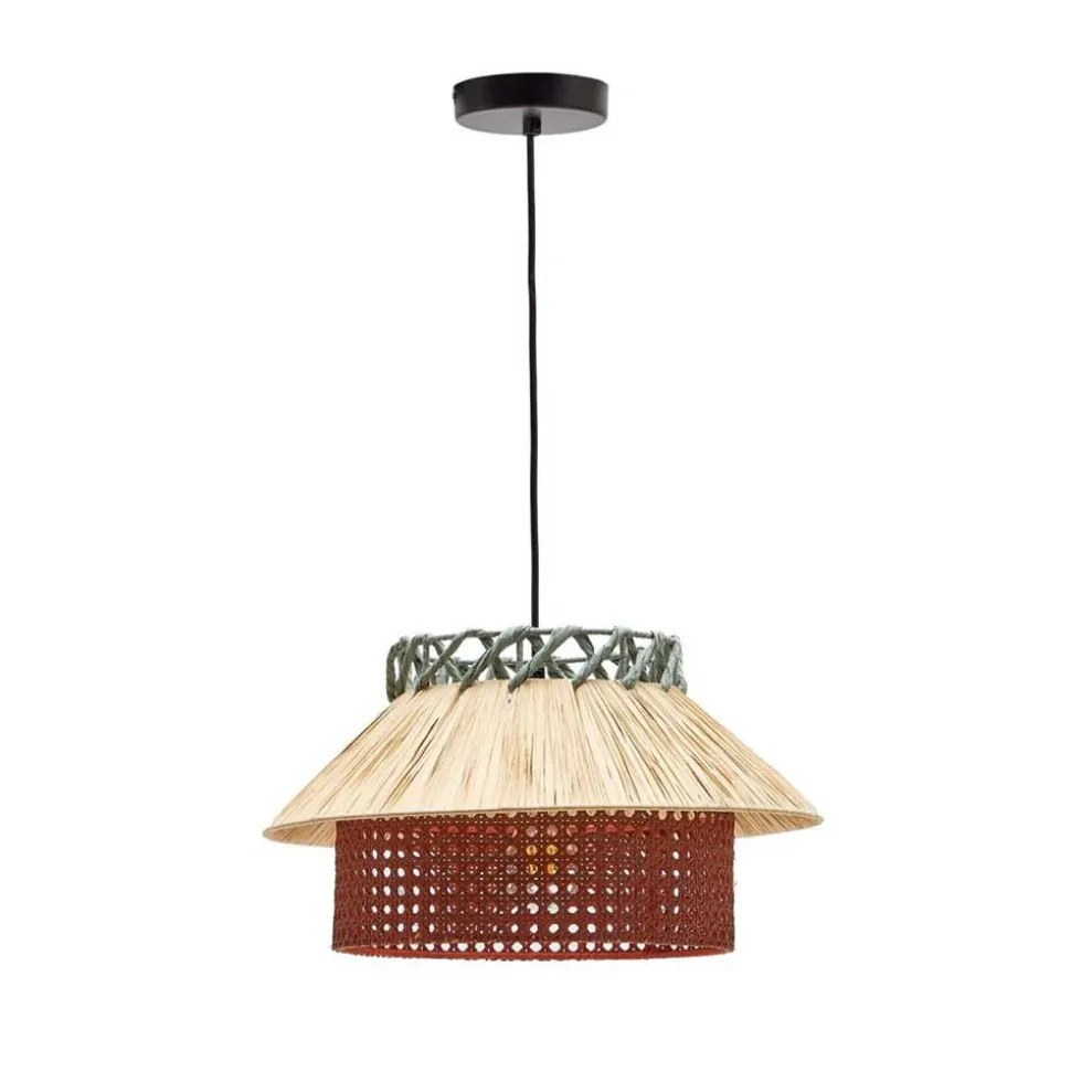 Design Pendelleuchte aus Raffia Bast Geflecht - Endjos