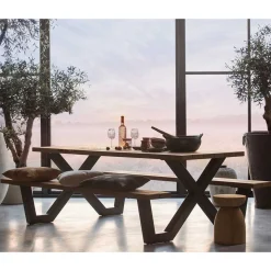 Design Picknick-Tisch aus Abachi Holz Natur - Melinda