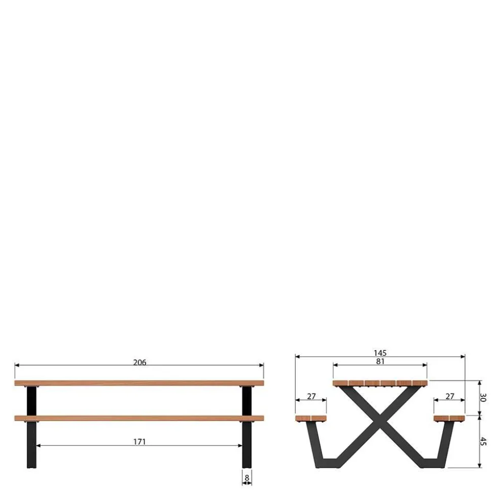 Design Picknick-Tisch aus Abachi Holz Natur - Melinda