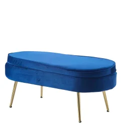 Design Polsterbank in Blau Samt & Gold Metall - Dotagon