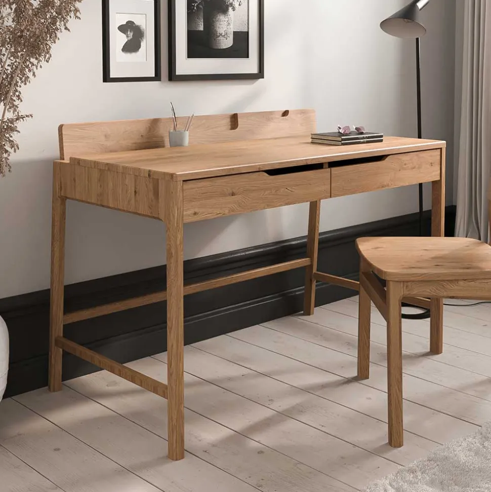 Design Schreibtisch aus Massivholz Wildeiche - Laida