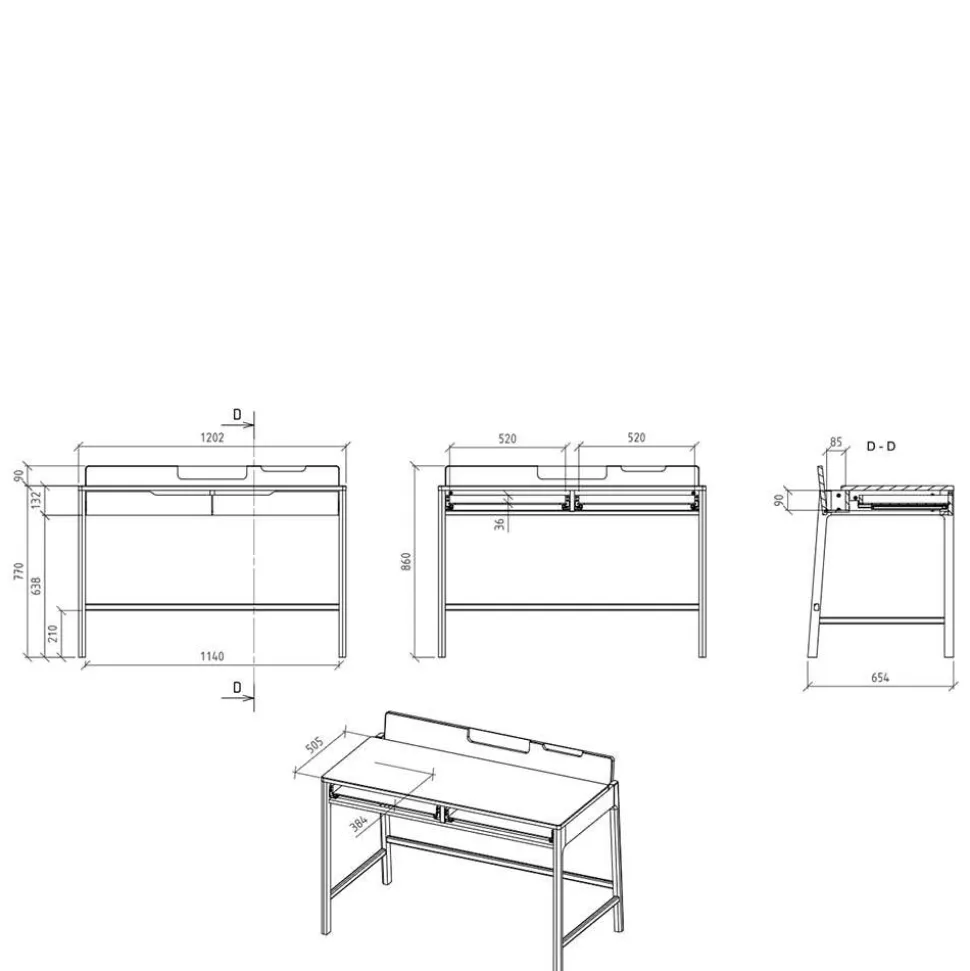Design Schreibtisch aus Massivholz Wildeiche - Laida