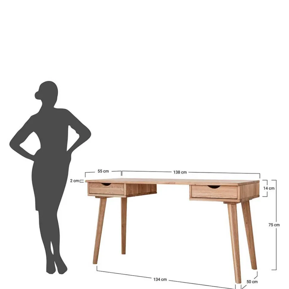 Design Schreibtisch aus Wildeiche Massivholz - Fabijola