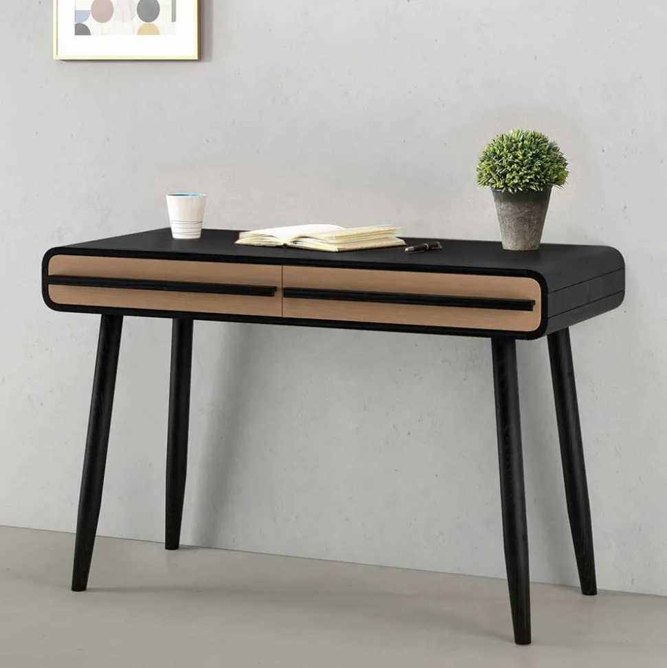 Design Schreibtisch in Schwarz mit Eiche - Diadani