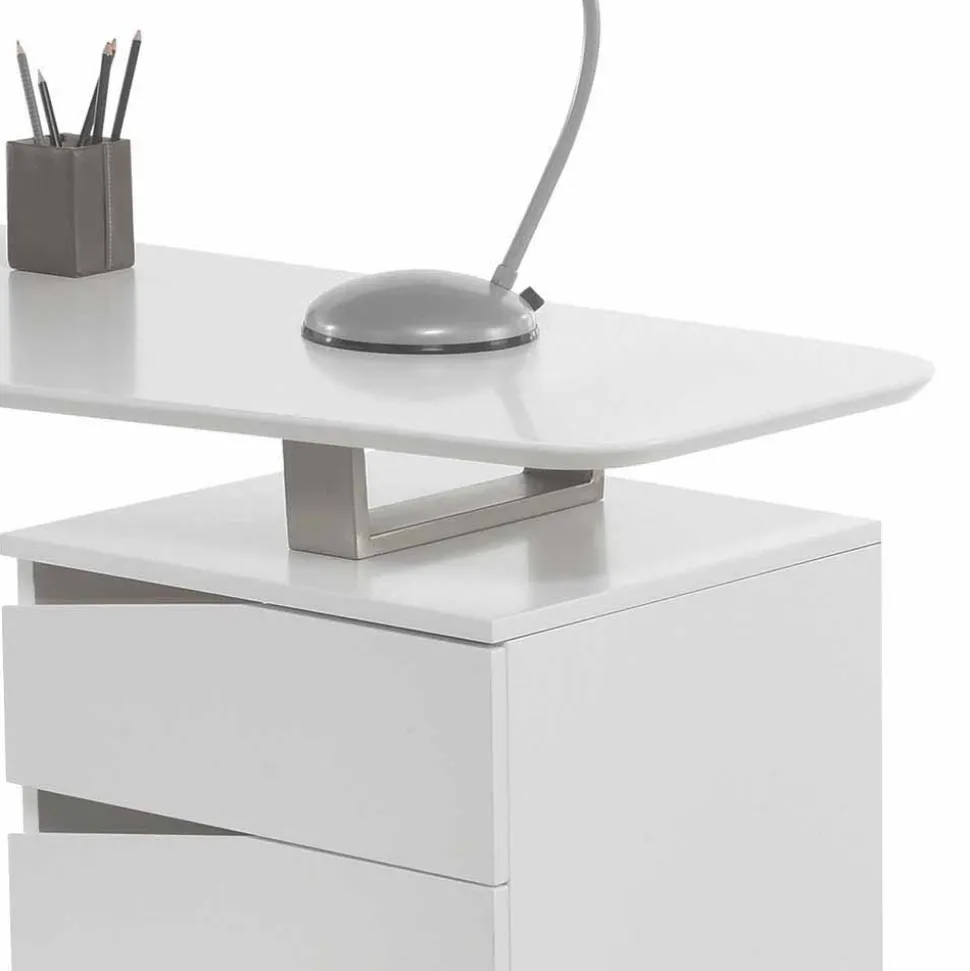 Design Schreibtisch in Weiß 150x67 cm Velino mit 3 Schubladen