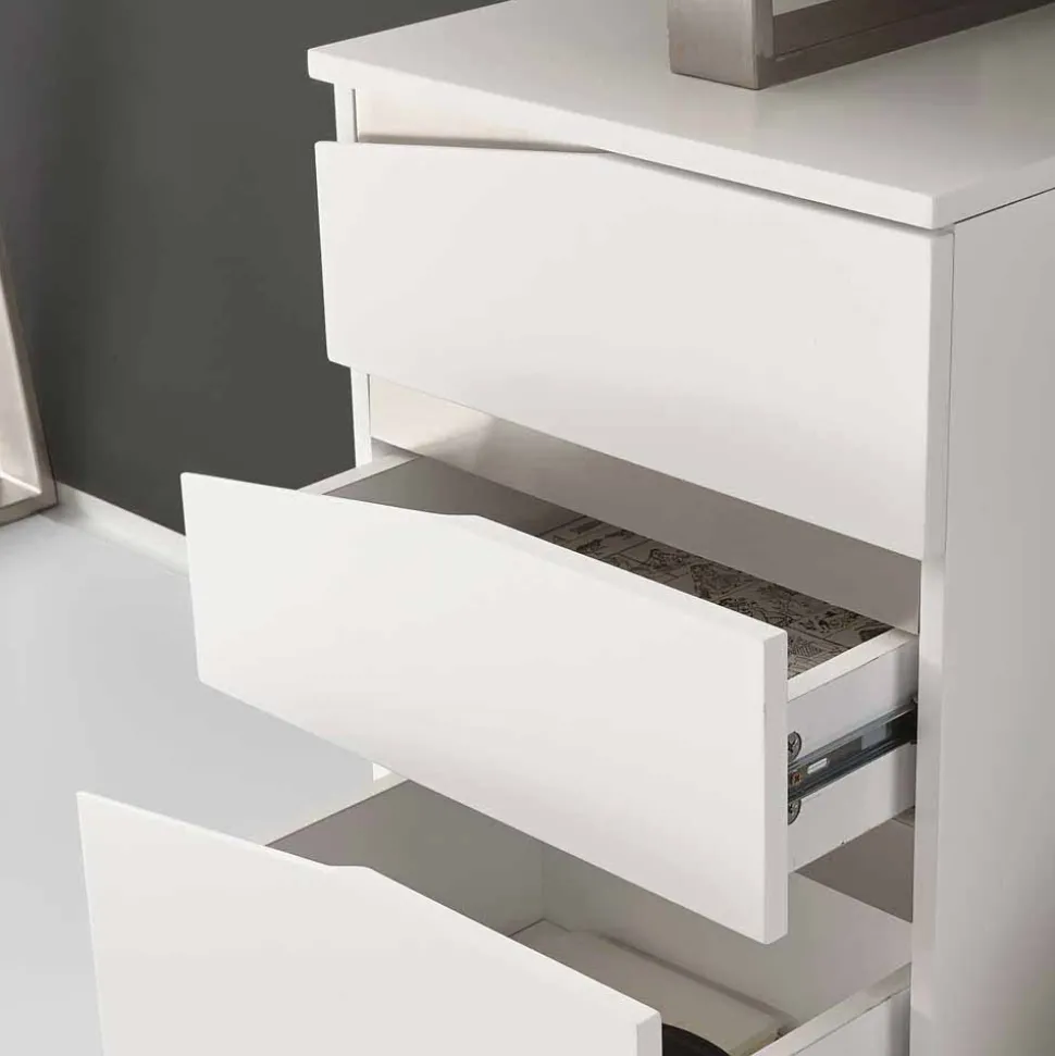 Design Schreibtisch in Weiß 150x67 cm Velino mit 3 Schubladen