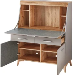 Design Sekretär in Grau & Eiche NB - Zella