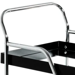 Design Servierwagen mit zwei Spiegelglas Ablagen - Asticia