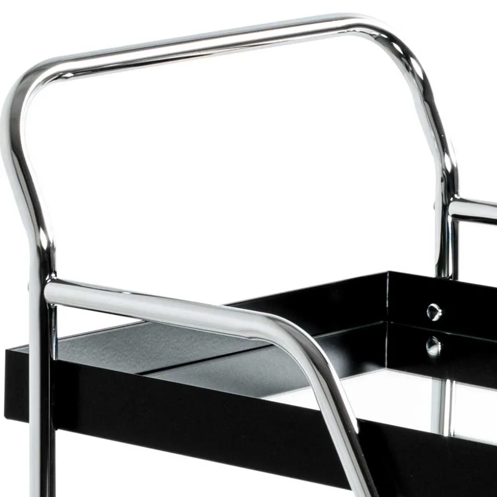 Design Servierwagen mit zwei Spiegelglas Ablagen - Asticia