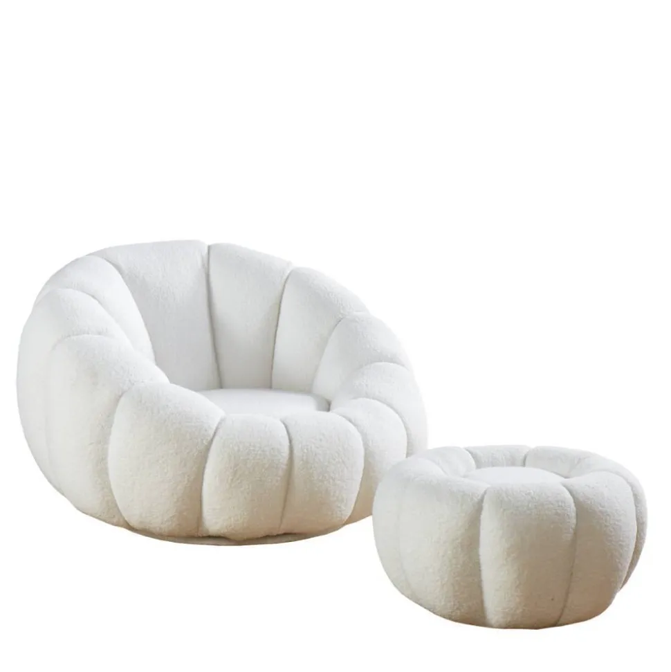 Design Sessel mit Hocker Set - Zyrano (zweiteilig)