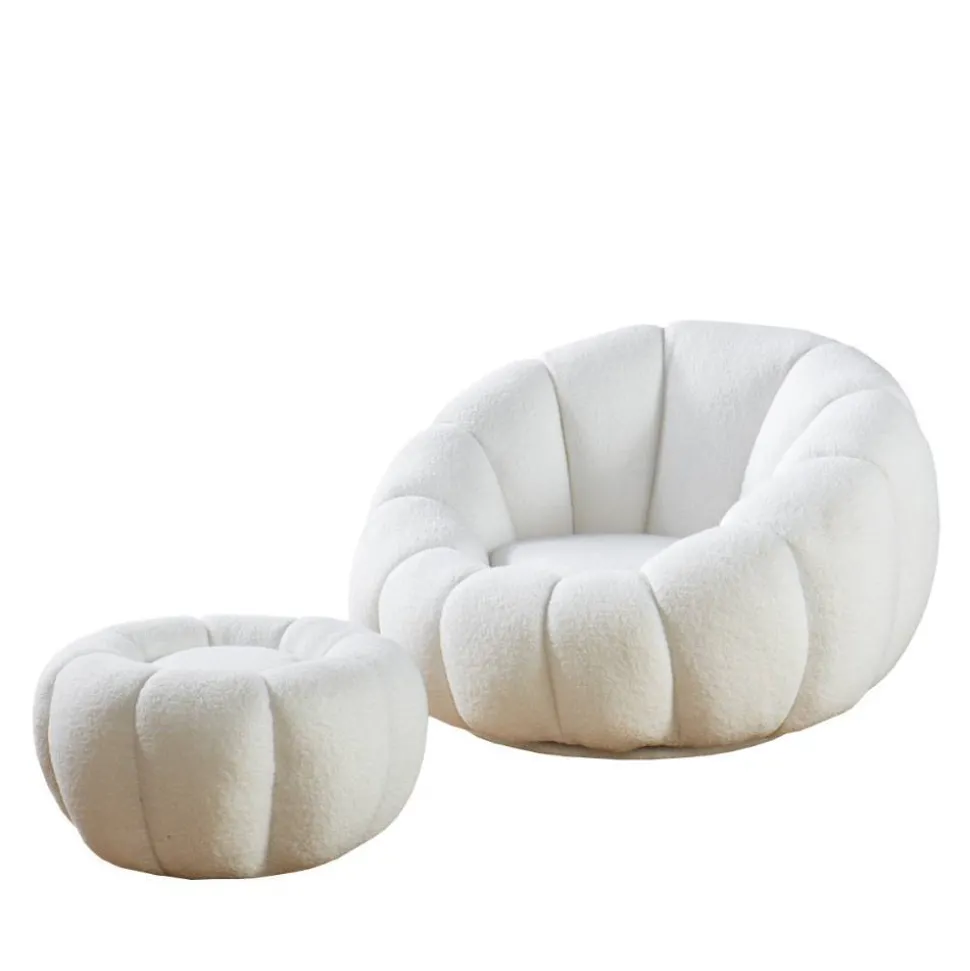 Design Sessel mit Hocker Set - Zyrano (zweiteilig)