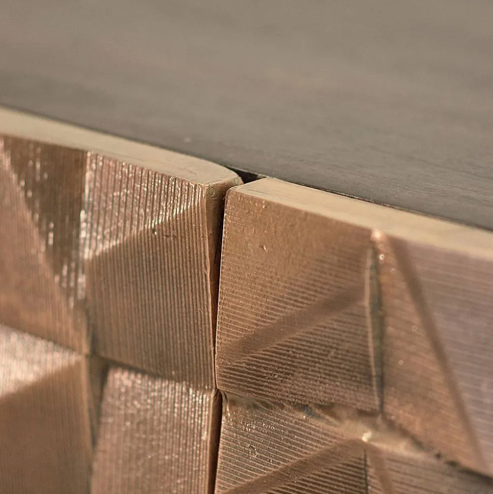 Design Sideboard in Bronze und Mango Natur - Bensez