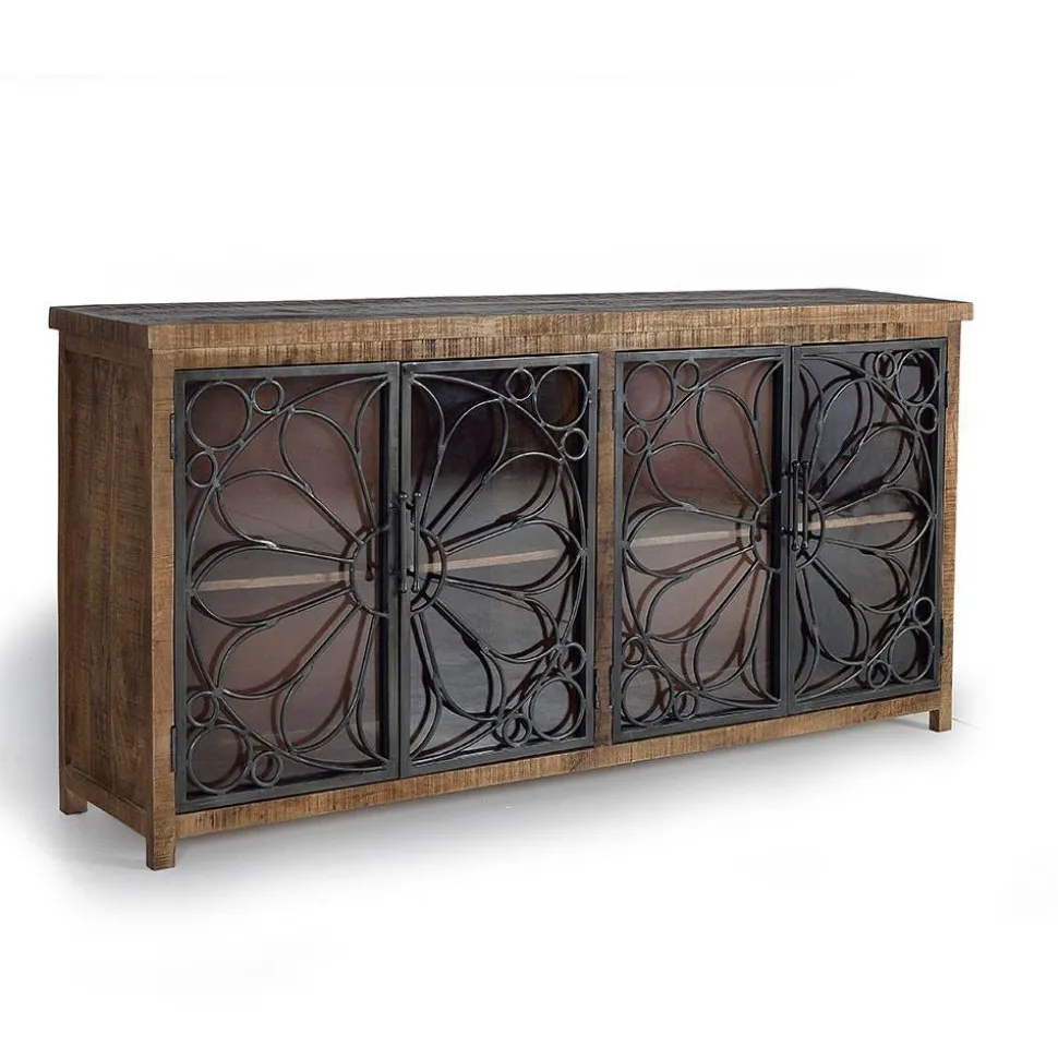 Design Sideboard mit vier Glas Metalltüren - Everton