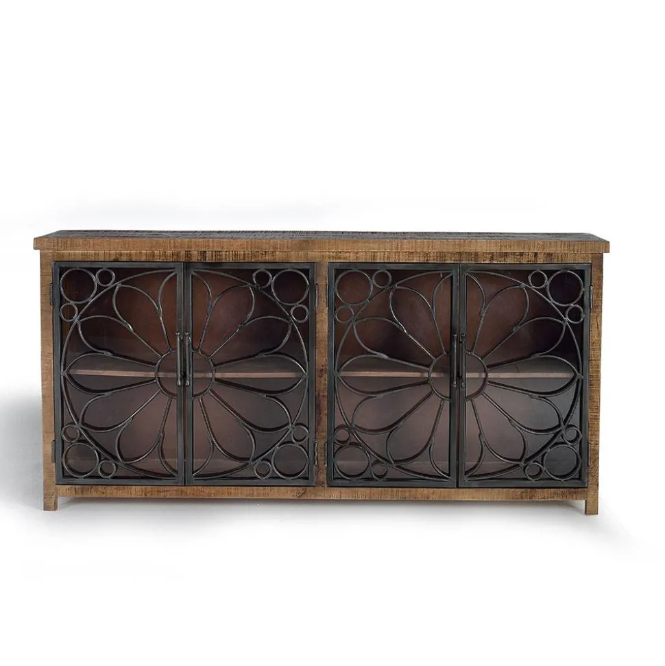 Design Sideboard mit vier Glas Metalltüren - Everton