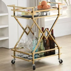 Design Teewagen in Schwarz und Gold - Ranieros