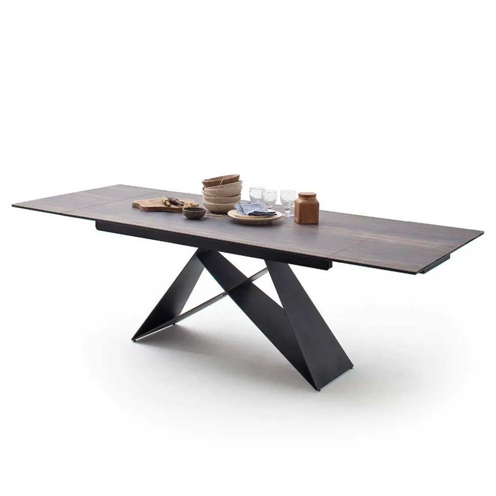 Design Tisch mit Keramikplatte Holz Optik - Cateyna