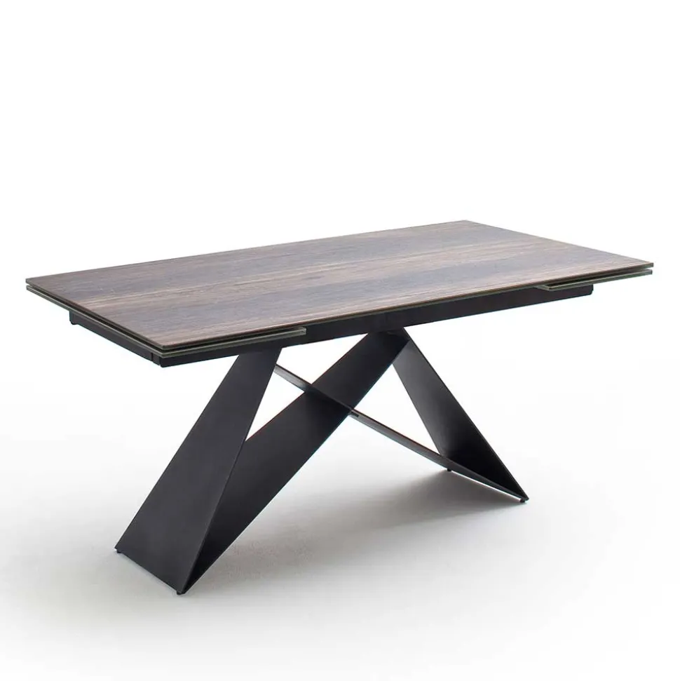 Design Tisch mit Keramikplatte Holz Optik - Cateyna