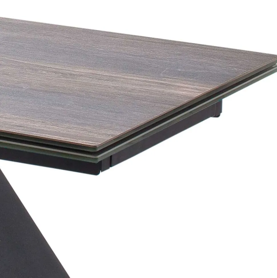 Design Tisch mit Keramikplatte Holz Optik - Cateyna