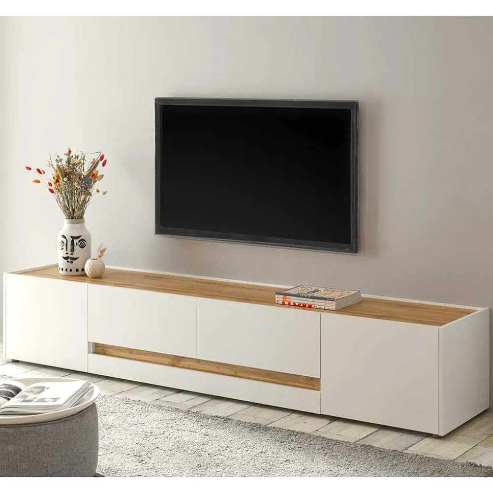 Design TV Board in Weiß & Wildeiche Optik - Nonessia