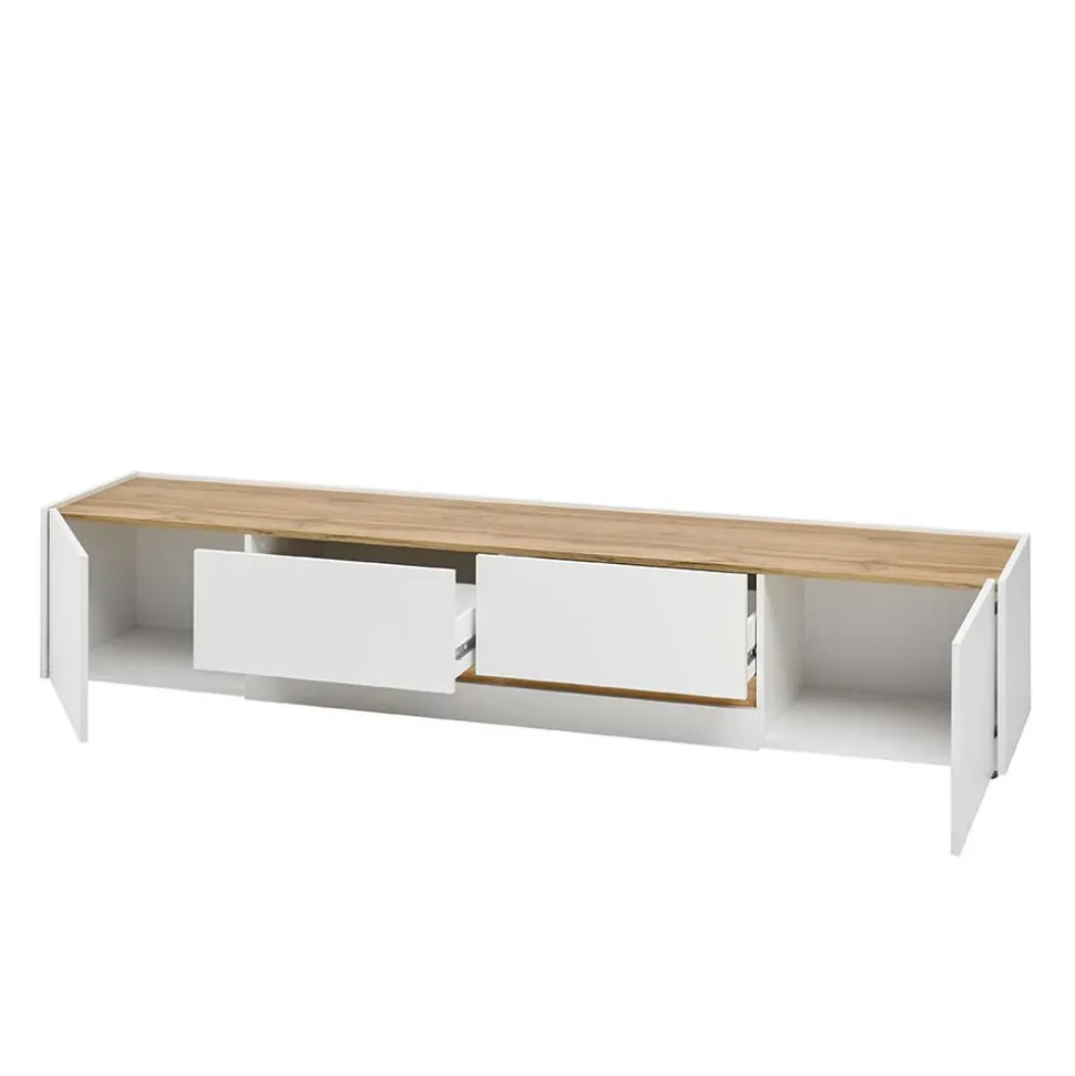 Design TV Board in Weiß & Wildeiche Optik - Nonessia