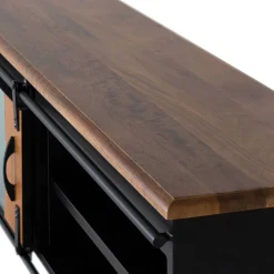 Design TV Lowboard aus Mangoholz und Metall - Aglia