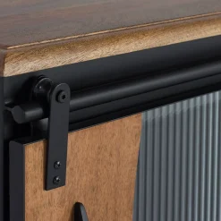 Design TV Lowboard aus Mangoholz und Metall - Aglia