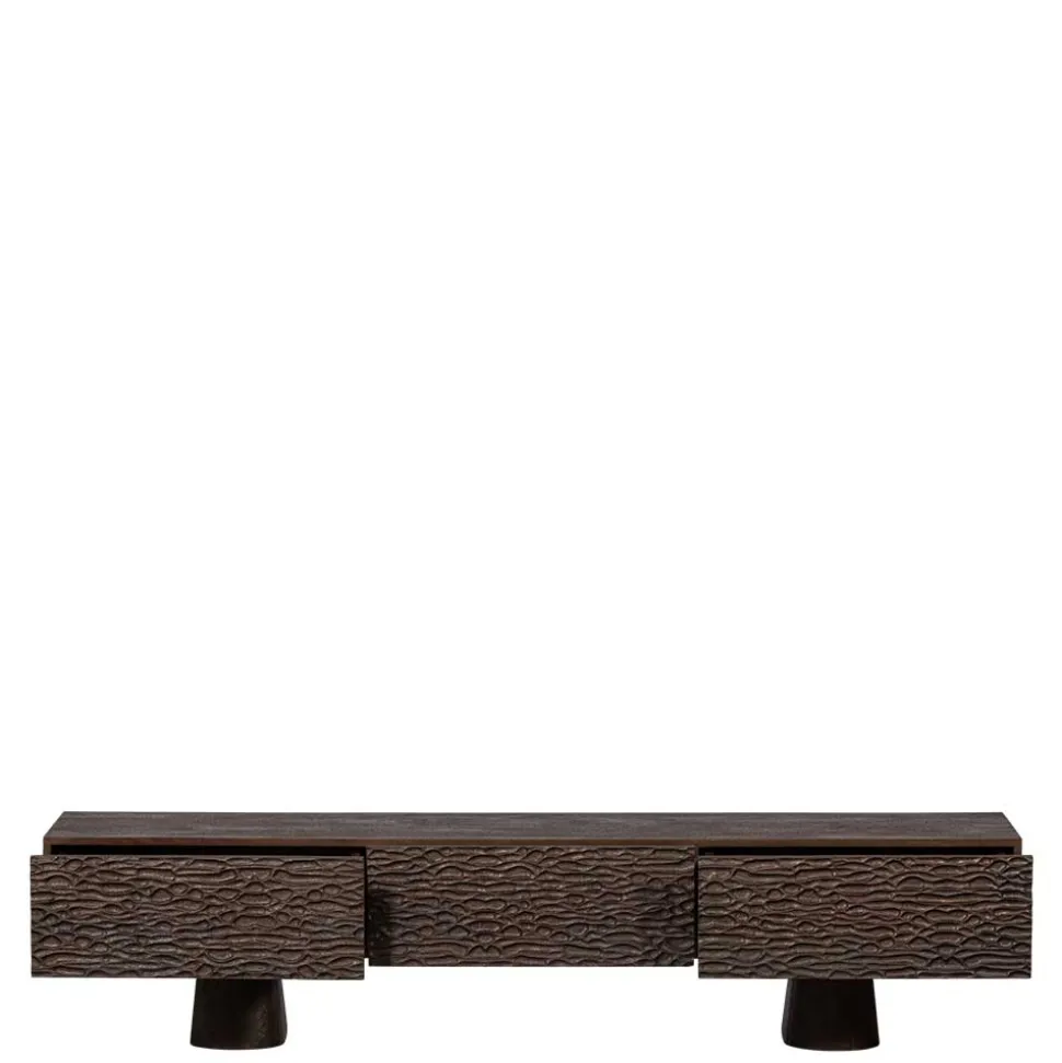 Design TV Lowboard aus Mangoholz in Walnuss Braun - Glancossa