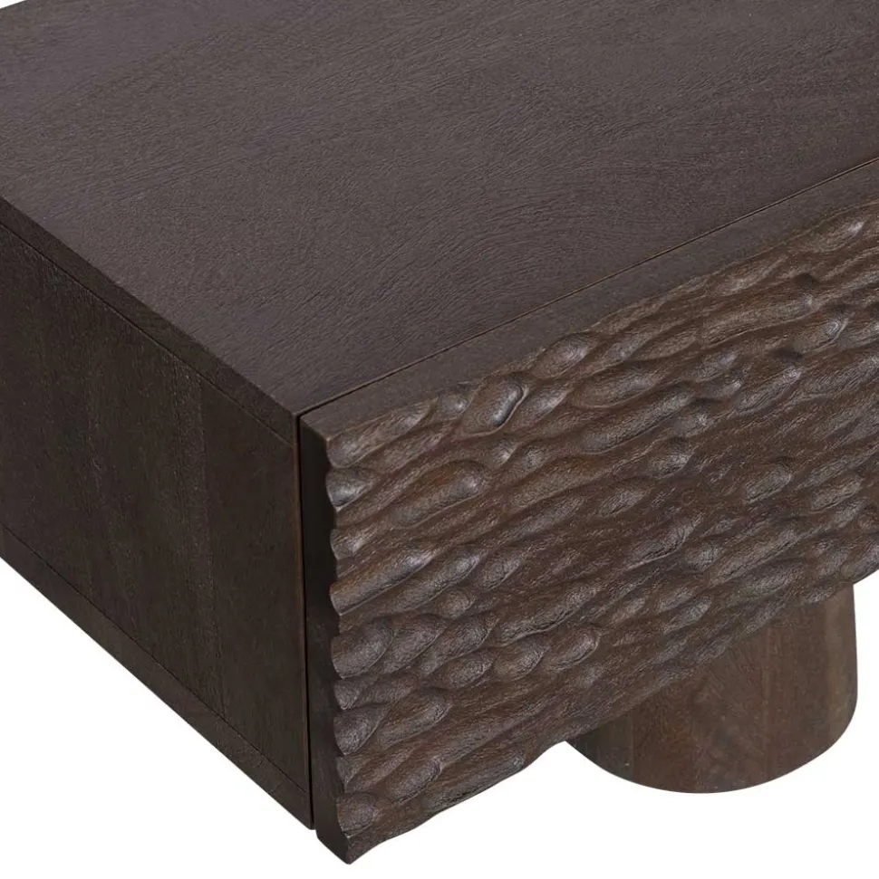 Design TV Lowboard aus Mangoholz in Walnuss Braun - Glancossa