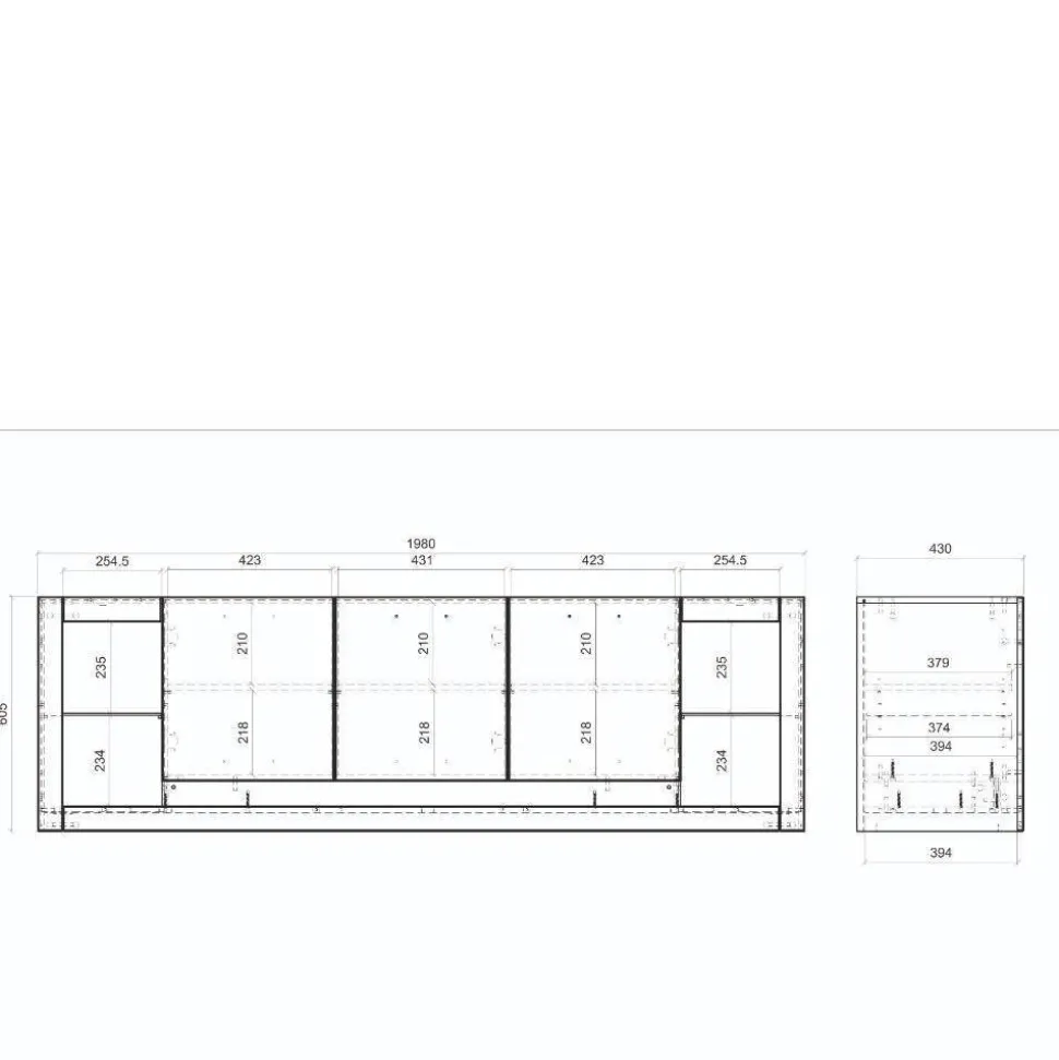 Design TV-Lowboard mit vier offenen Fächern - Adejano