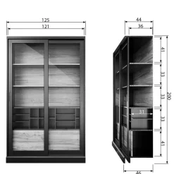 Design Vitrinenschrank mit Glas-Schiebetüren - Cretasa