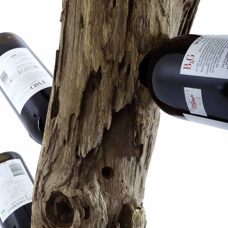 Design Weinregal aus Holzstamm Teak massiv - Teako