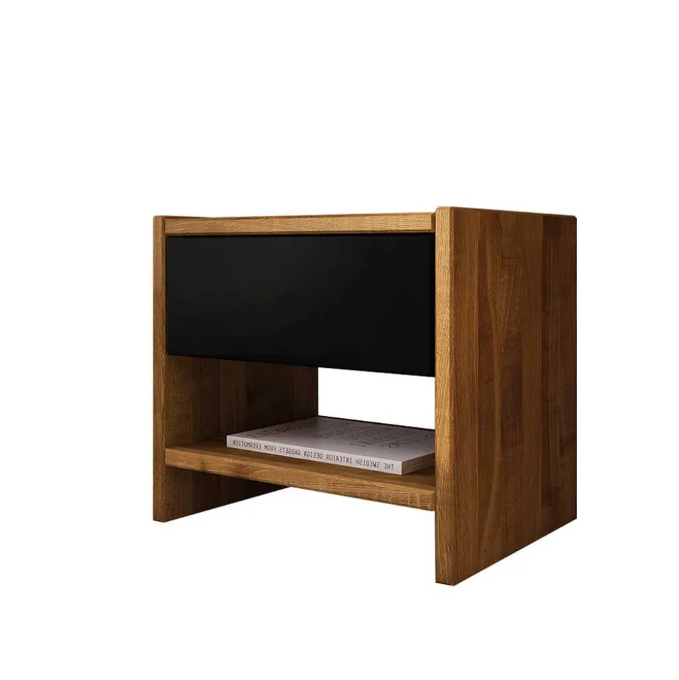 Design Wildeiche Bett & Nachttische - Olbysca (dreiteilig)