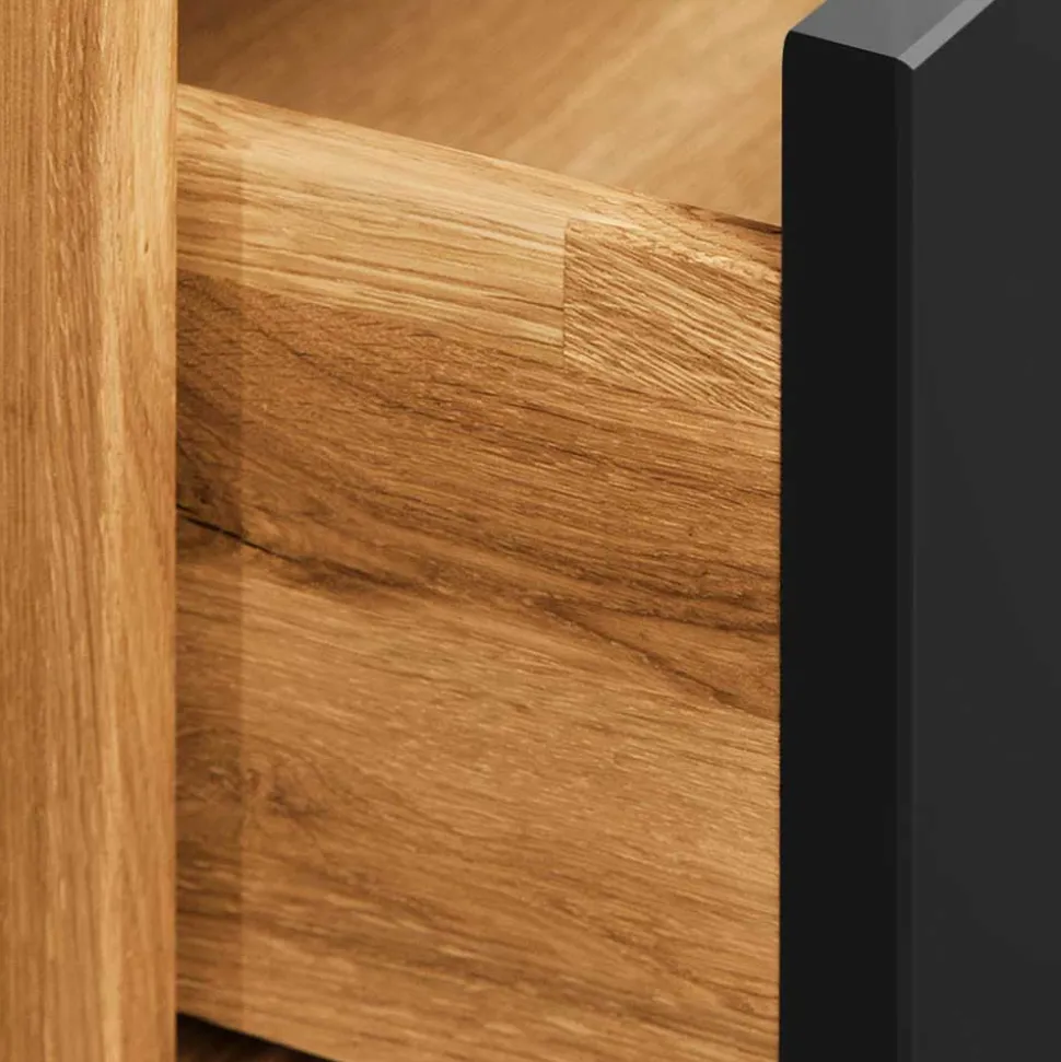 Design Wildeiche Bett & Nachttische - Olbysca (dreiteilig)