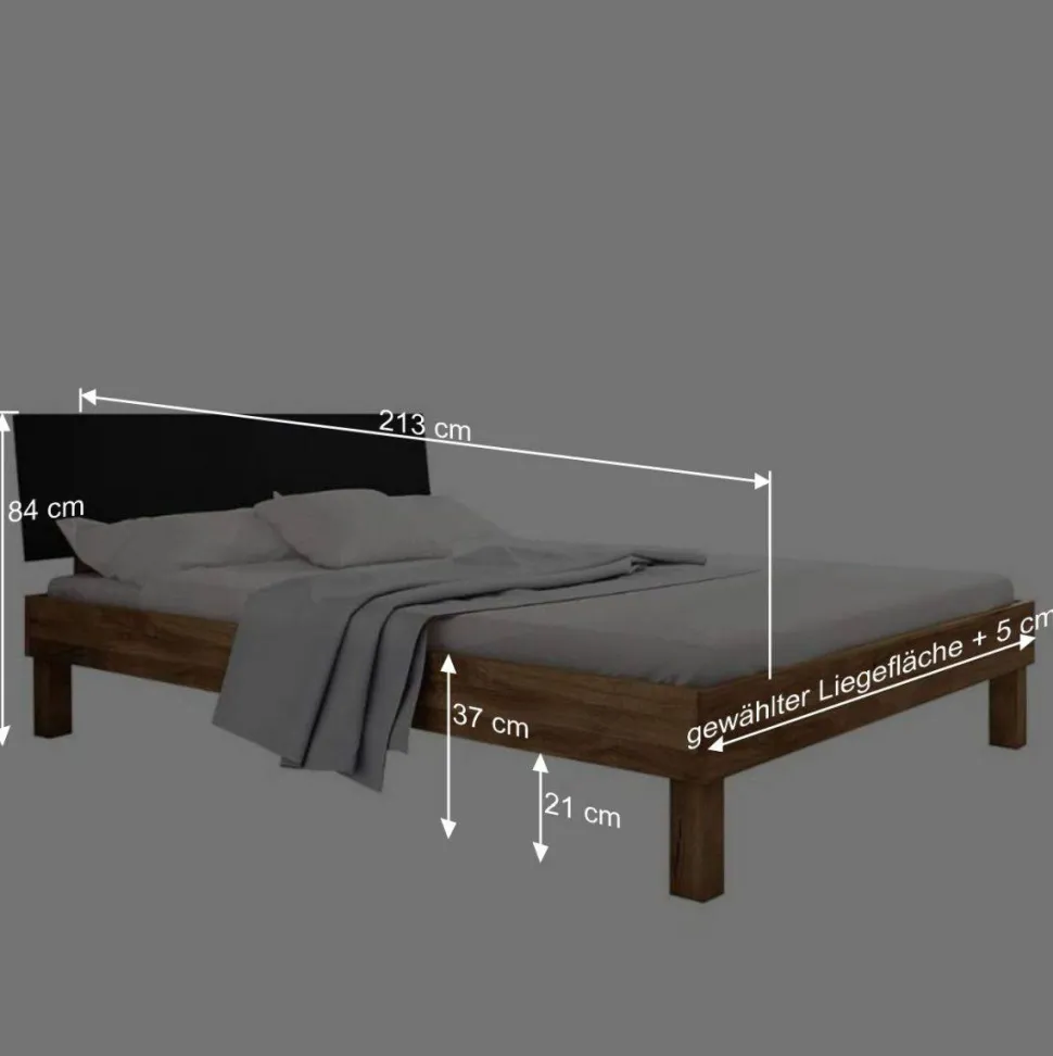 Design Wildeiche Bett & Nachttische - Olbysca (dreiteilig)