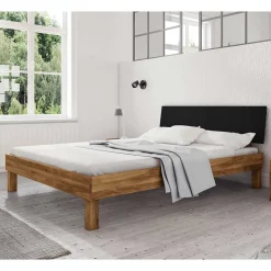 Design Wildeichebett mit schwarzem Kopfteil - Olbysca I