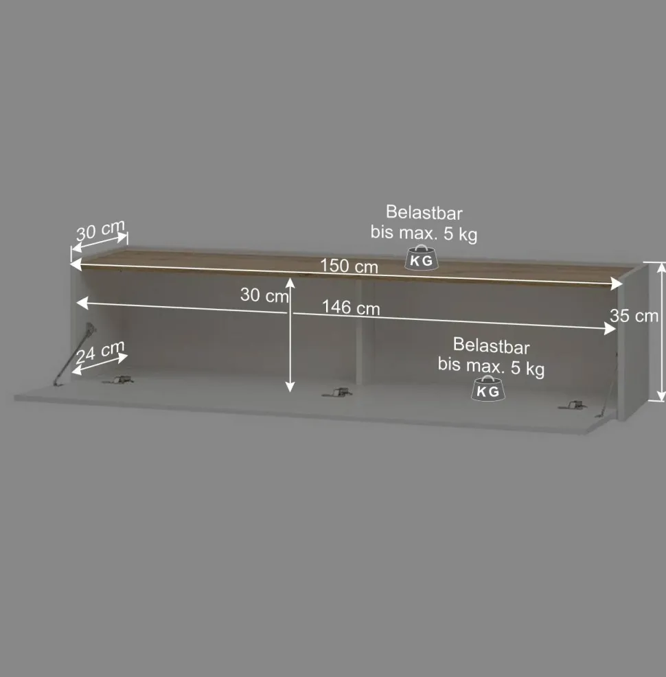 Design Wohnwand 350 cm breit - Nonessia I (dreiteilig)