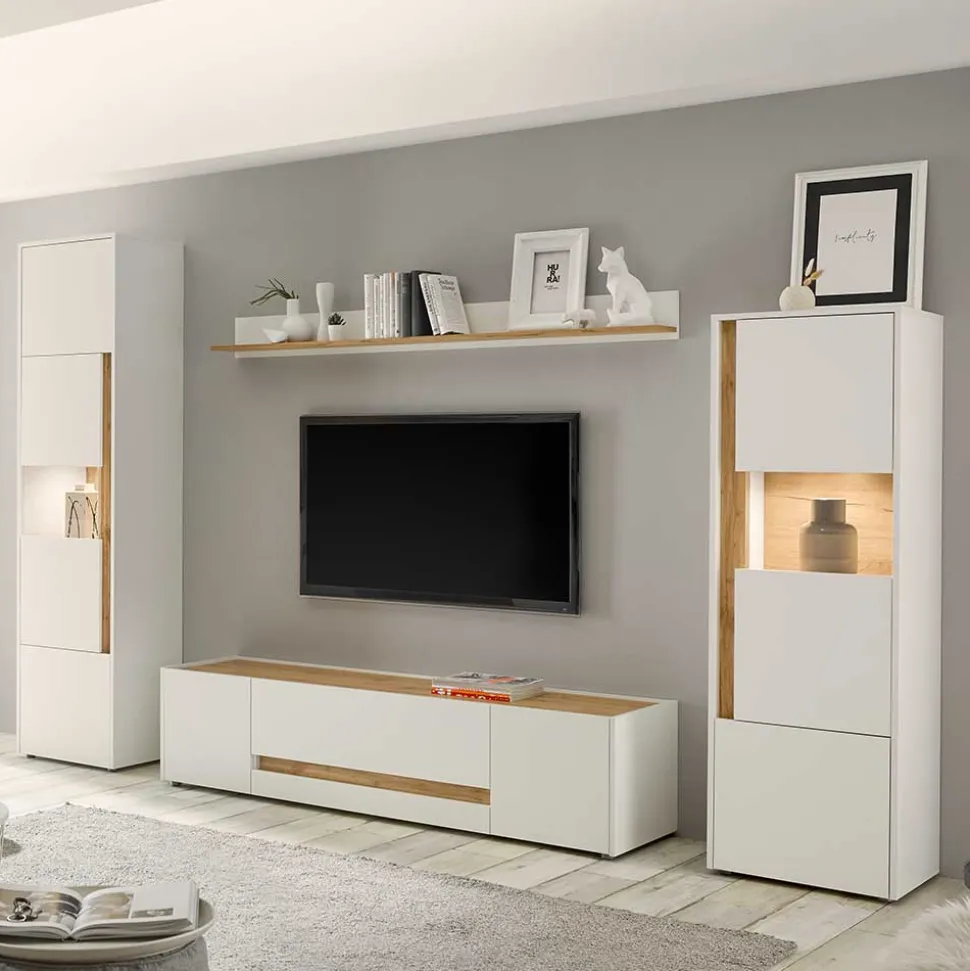 Design Wohnwand 270 cm breit - Nonessia (vierteilig)