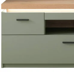 Design Wohnwand in Graugrün und Eiche - Kwin (dreiteilig)