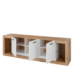 Design Wohnwand Set in Mattweiß - Adejano (dreiteilig)