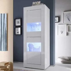 Design Wohnzimmer Vitrine in Hochglanz Weiß - Sogno