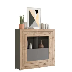 Design Wohnzimmerschrank mit Glaseinsätzen - Scarlett