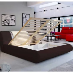 Designbett in Dunkelbraun mit Creme - Dyronna