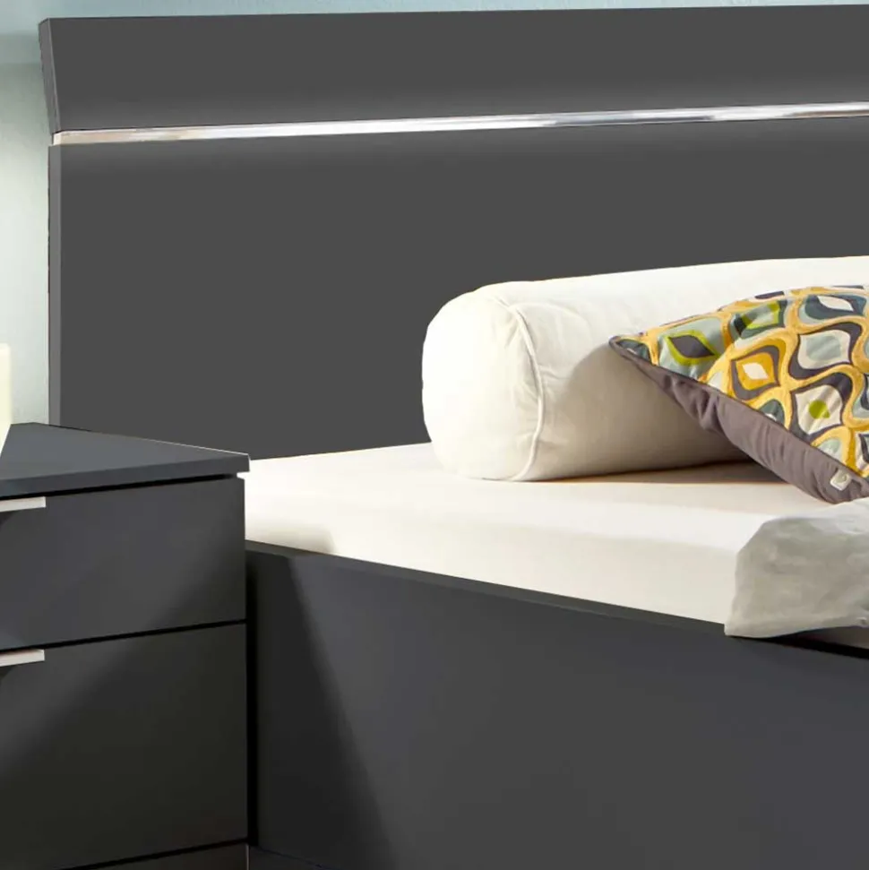 Designbett in Dunkelgrau mit Chrom - Bambina