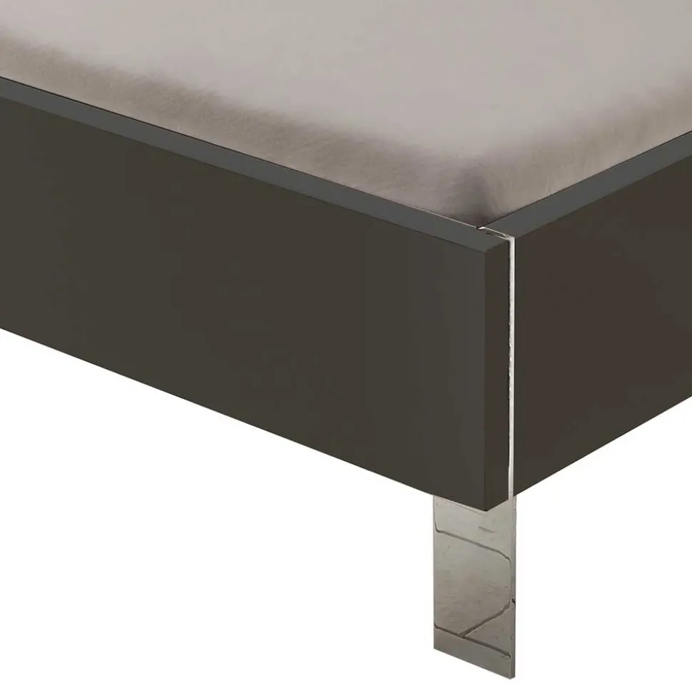 Designbett in Dunkelgrau mit Chrom - Bambina