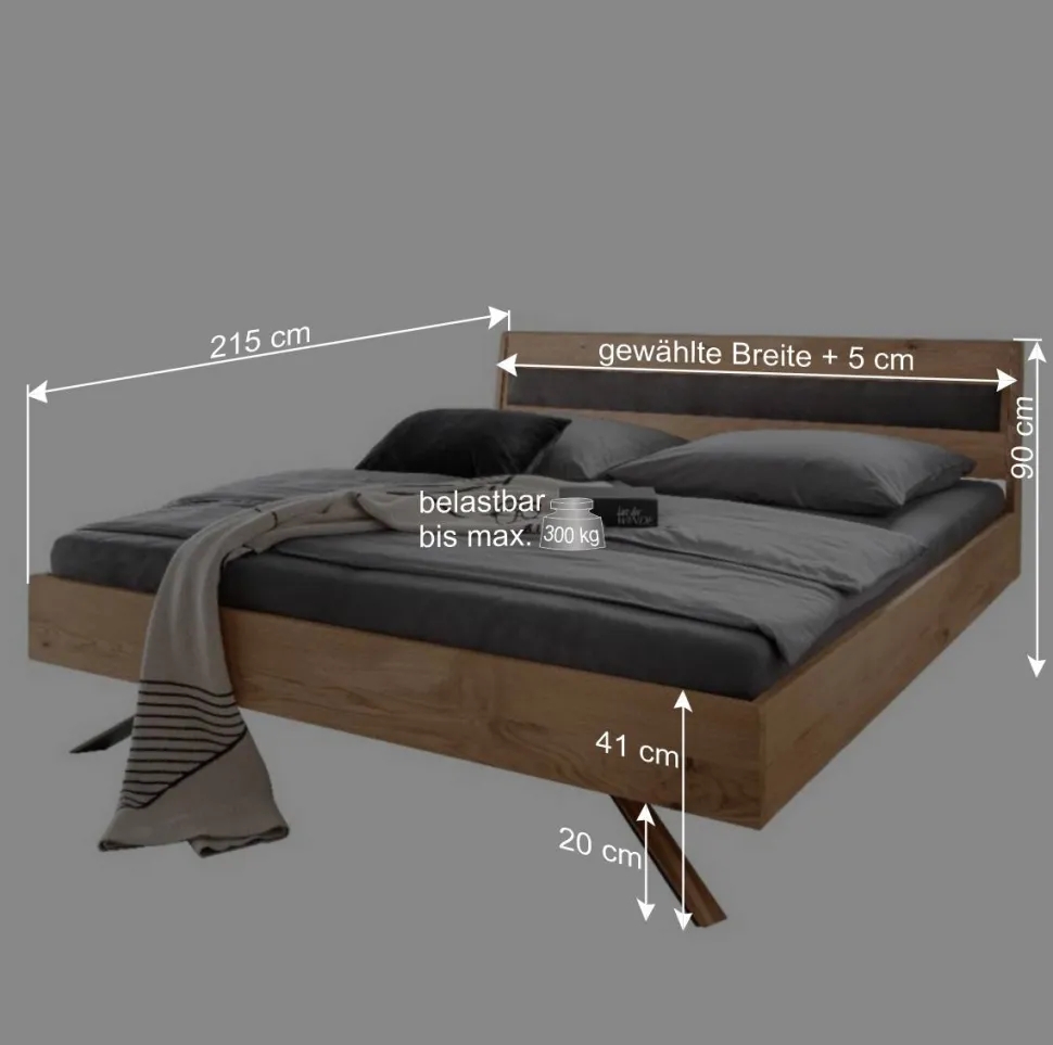 Designbett in Wildeiche - Mutsu