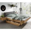Designbett mit zwei Bettkästen aus Wildeiche - Zennian (dreiteilig)