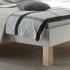 Design-Doppelbett in hellem Esche Dekor & Weiß - Ezianas