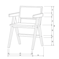 Designer Armlehnenstuhl aus Rattan Wiener Geflecht - Leano