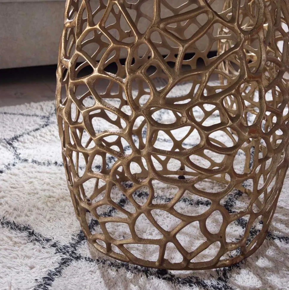 Designer Beistelltische aus Alu in Gold - Parakou (zweiteilig)