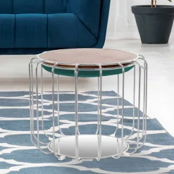 Designer Hocker in Grün Samt - Mundary